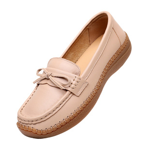 红蜻蜓妈妈鞋子女单鞋新款真头层牛皮平软底防滑中老年舒适不累脚