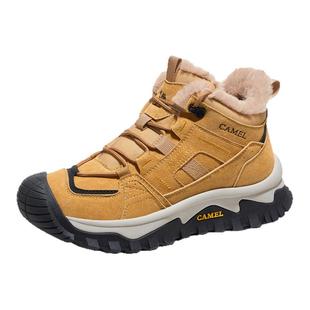骆驼户外登山鞋女2025冬季新款加绒保暖棉鞋防滑耐磨运动徒步鞋子