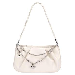 兰莉娅BAG小众设计单肩斜跨褶皱链条包软皮高级感腋下包2024新款