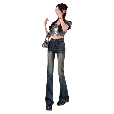 KRO微喇叭牛仔裤百搭弹力