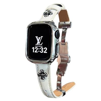 克罗心蝴蝶扣真皮表带适用于苹果