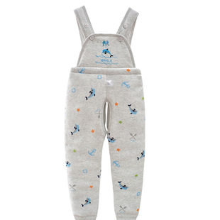 宝宝背带裤冬南极棉加厚棉裤纯棉护肚裤儿童加大加长幼儿园保暖裤