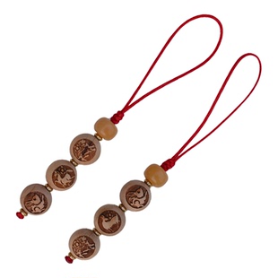 普陀山桃木生肖挂件三合六合转运珠手机链吓惊防随身压惊僻邪吊坠