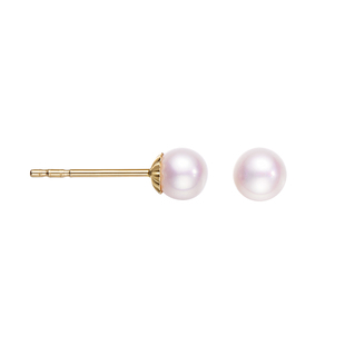 柚白 18K金耳钉正圆近无暇天然淡水极光baby珠小珍珠耳环4mm~8mm