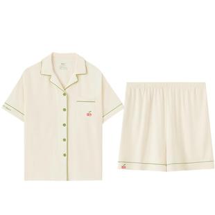 红豆男士睡衣短袖防螨抗菌凉感棉莫代尔夏薄款女带胸垫家居服套装