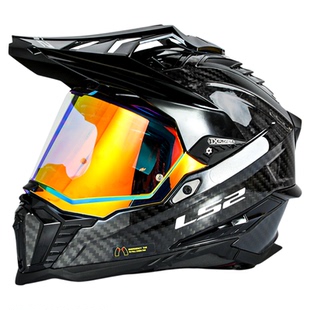 LS2碳纤维越野拉力盔摩托车头盔男女机车四季全盔防雾双镜片MX701
