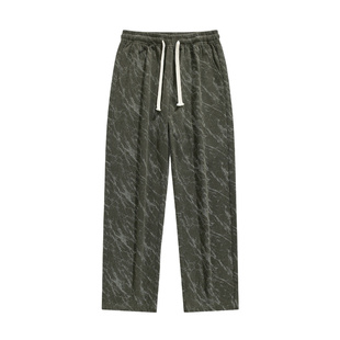 黑色扎染休闲裤男秋冬季美式复古灯芯绒裤子宽松bf慵懒风直筒长裤