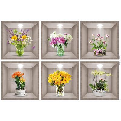 客厅电视机背景墙贴纸仿真花贴画