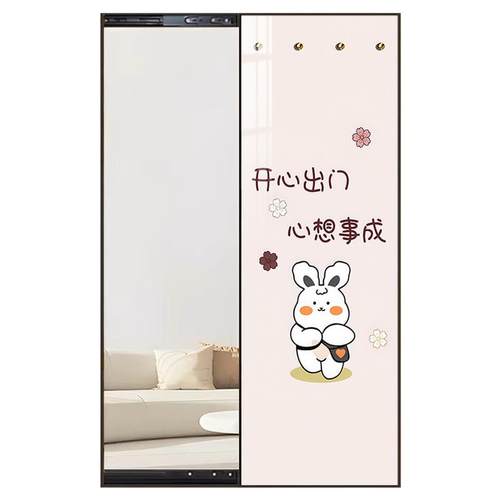 客厅暗藏全身镜挂画翻开推拉穿衣镜隐藏式可推拉壁画试衣镜带挂钩