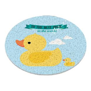 洗澡地垫圆形卡通淋浴房pvc丝圈浴室门口脚垫透水吸水柔软加厚