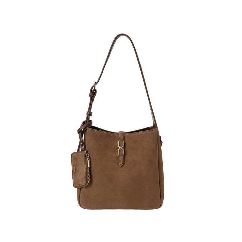 南风Chio2nd 牛纤绒橘灯港湾托特包包女秋冬季棕色通勤单肩斜挎包