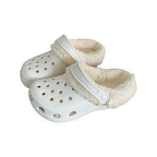 洞洞鞋棉套冬季免拆鞋带加绒保暖加厚毛毛内胆鞋套抗寒魔术贴衬套