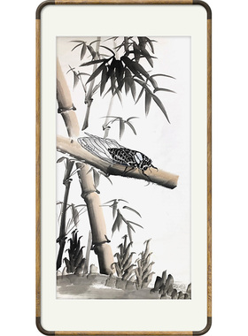 装饰画手绘国画知了猴