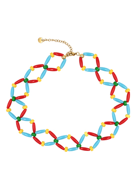 BOMBCACA放牛班的秋天系列 彩色篱笆 原创格纹串珠可爱项链choker