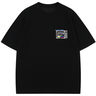 From Mars White and black lovers loose cotton T-shirt