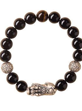 【8A+黑曜石】天然黑曜石貔貅男