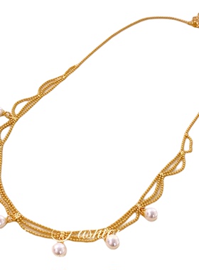 古婷法式金色蕾丝流苏项链高级感