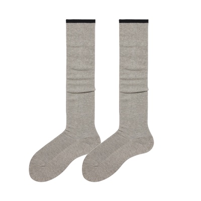 灰色日系撞色罗口显瘦羊毛袜女