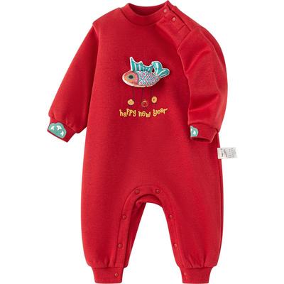 巴拉巴拉红色加绒冬拜年服连体衣