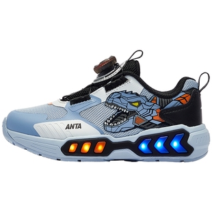 安踏儿童鞋恐龙灯鞋儿童男小童休闲鞋2025款儿童闪灯鞋旋钮运动鞋