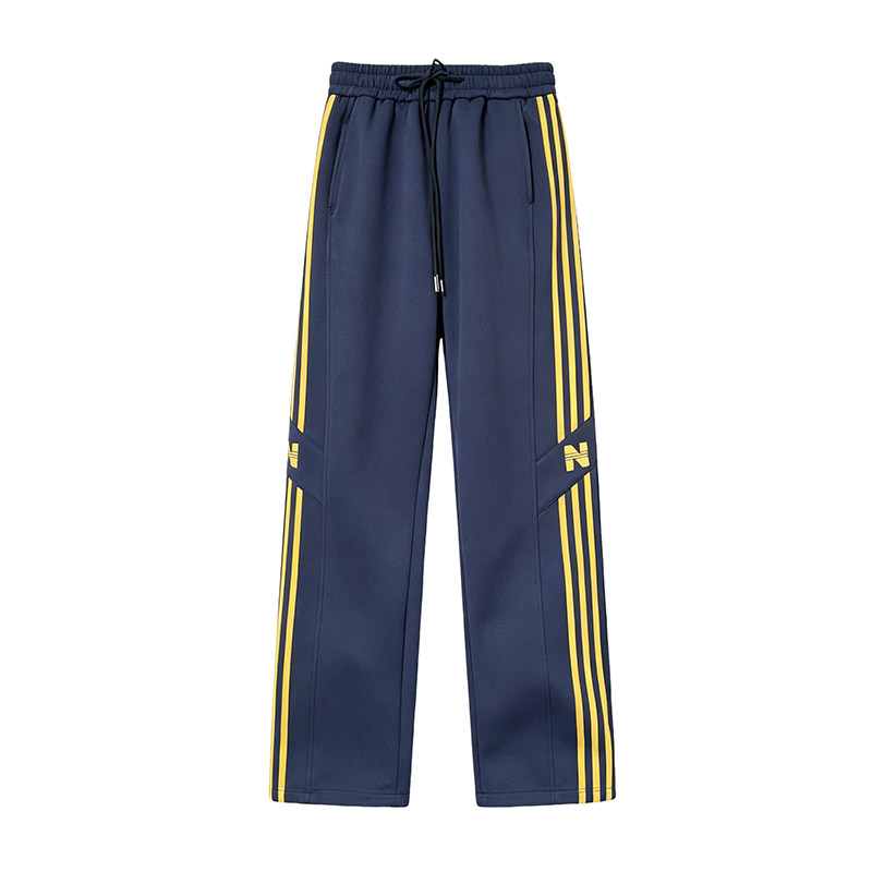 美式休闲裤子男春秋季2026新款阔腿港风宽松潮牌直筒条纹运动长裤