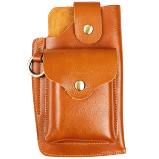 植鞣牛皮手机包男士复古户外收纳包工地腰包手工真皮穿皮带烟盒包