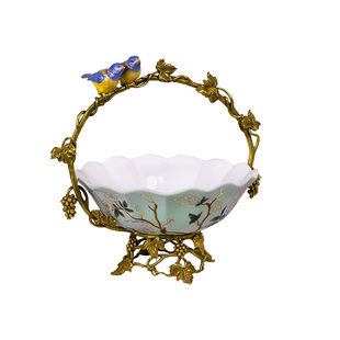 高档精致提篮果盘家用客厅茶几水果篮家居好物创意装饰摆件C5486