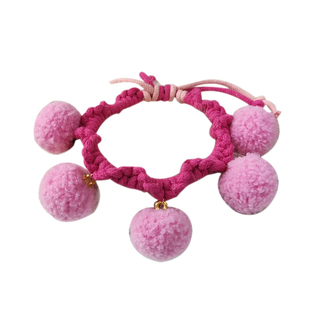 狗狗可爱毛球项圈可调节红色颈链小狗挂件宠物颈圈棉绳脖圈大毛球