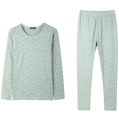 雪竹内衣印花女士保暖女式圆领