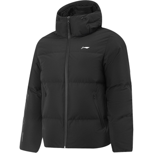 李宁火锅羽绒服丨男士冬季新款保暖衣服连帽短款上衣鸭绒运动外套