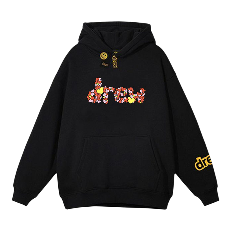 drew美式笑脸连帽卫衣情侣秋冬款