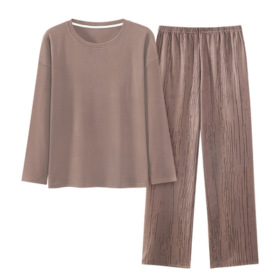 180CM高个子加长版170-175秋冬季德绒加厚款套头圆领长袖睡衣女款