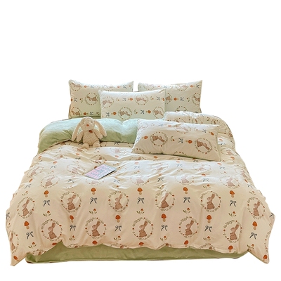 田园风全棉牛奶绒ab面被套高克重