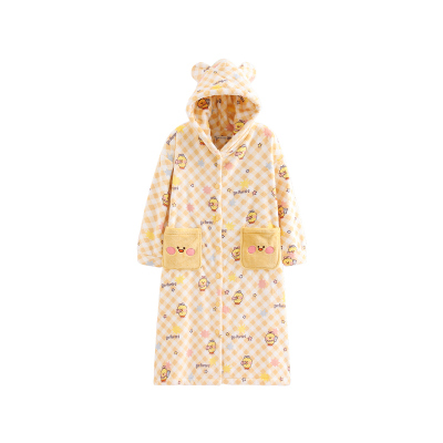 芬腾布朗熊珊瑚绒抗静电女士睡袍