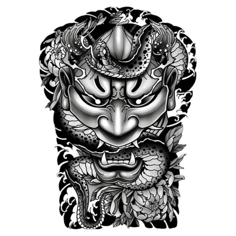 两张•蛇般若老传统草本纹身贴男半永久果汁大花臂防水防搓不反光