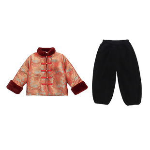 新中式男童冬装拜年服儿童唐装加厚国风套装宝宝过年衣服新年服装