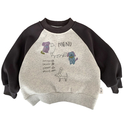 秋冬儿童棉质加绒卫衣一体绒薄绒