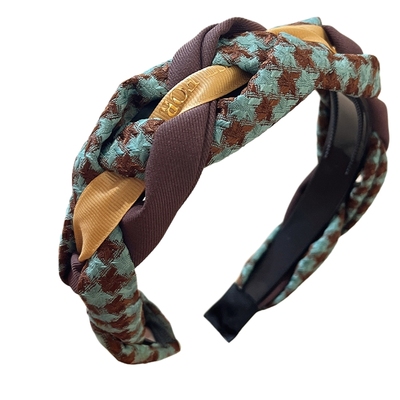 复古格子高颅顶佟丽娅同款发箍