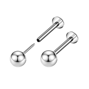 医用钛合金耳钉养耳洞F136医学植入级防过敏平底插针耳骨耳蜗唇钉