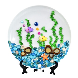 儿童手工艺品diy自己做盘子画贝壳绘画创意手工制作材料三八节diy