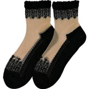 秋季水晶袜女短款玻璃丝袜子棉底薄款防滑松口不勒脚妈妈短袜丝袜