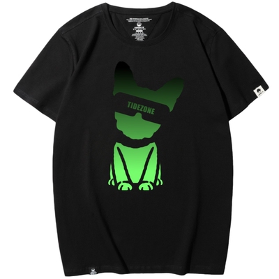 潮牌大码短袖印花小狗图案夏季