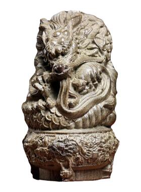 天然金丝楠木阴沉木盘龙鼎桌面龙年小摆件文玩手把件生肖祥龙摆件