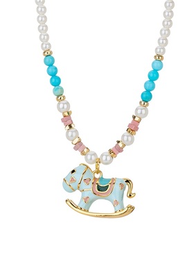 摇摇木马项链仿珍珠饰品吊坠女2025新款高级轻奢小众配饰首饰颈链