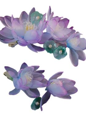 古风绢纱花朵对夹手工