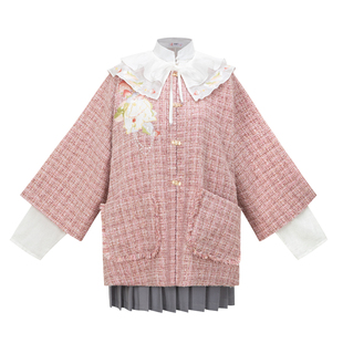 花朝记｜垂耳兔｜秋冬汉服元素｜小香风｜明制圆领袄竖领衫短褶裙