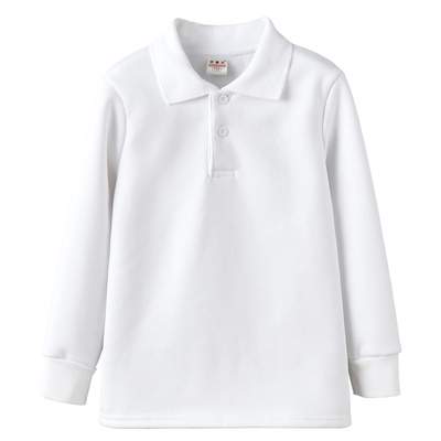 加绒保暖儿童校服白色POLO衫