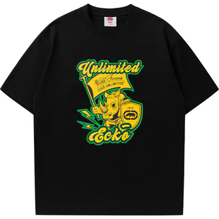 ecko红犀牛 圆领套头短袖t恤衫男女款情侣装2026夏季新款印花上衣