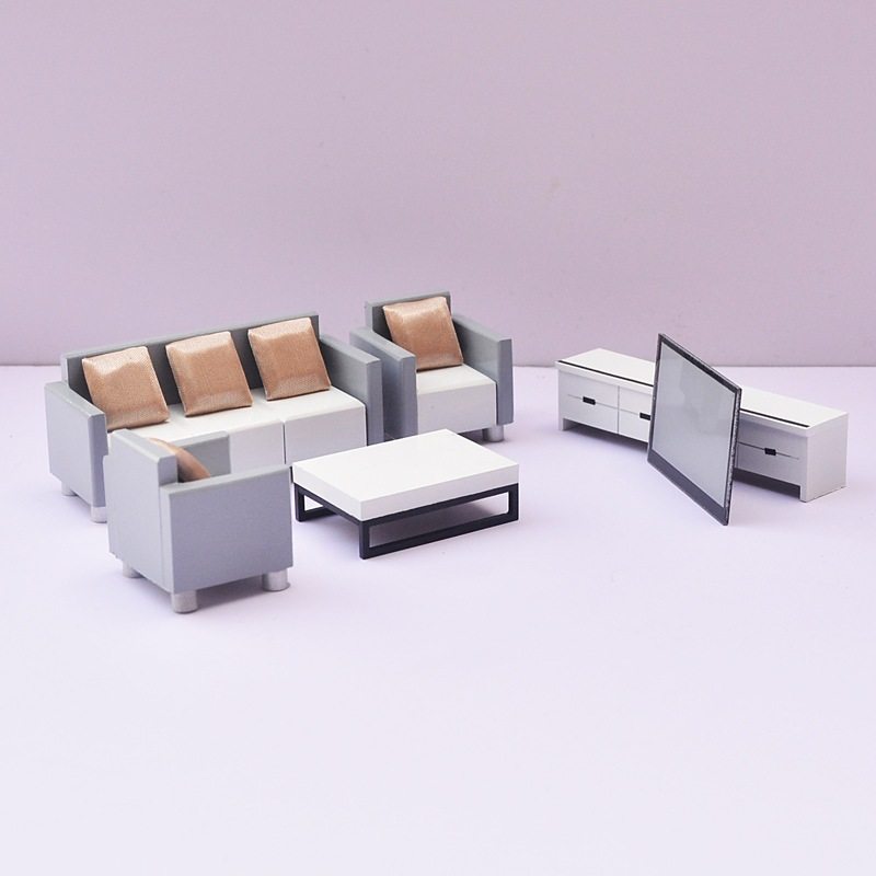 建筑模型迷你家具套装模型冰箱餐桌洗衣机椅子橱柜1/25柜子沙发床