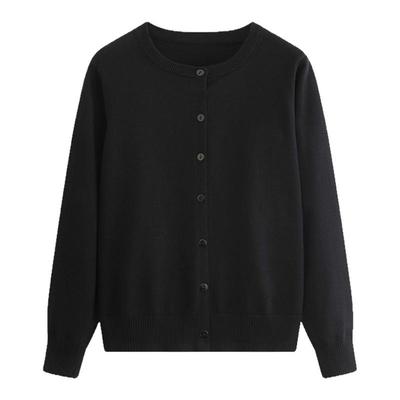 不起球圆领全棉针织开衫女士外搭